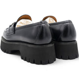 Gucci Cordovan Lux Womens Horsebit 45mm Platform Loafers Black Size35 