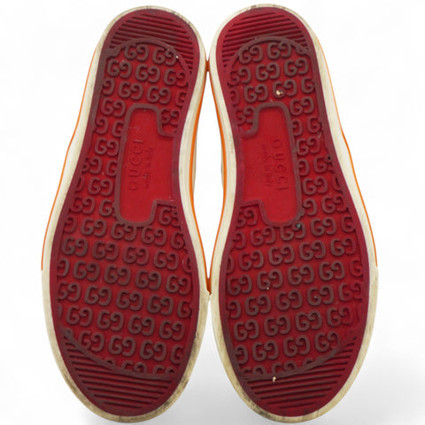 Gucci Cotton GG Monogram Web Womens 1977 Tennis Sneakers Philod Ivory Mystic White Size35.5 