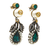 Gucci Earrings With Pearls And Green Stones