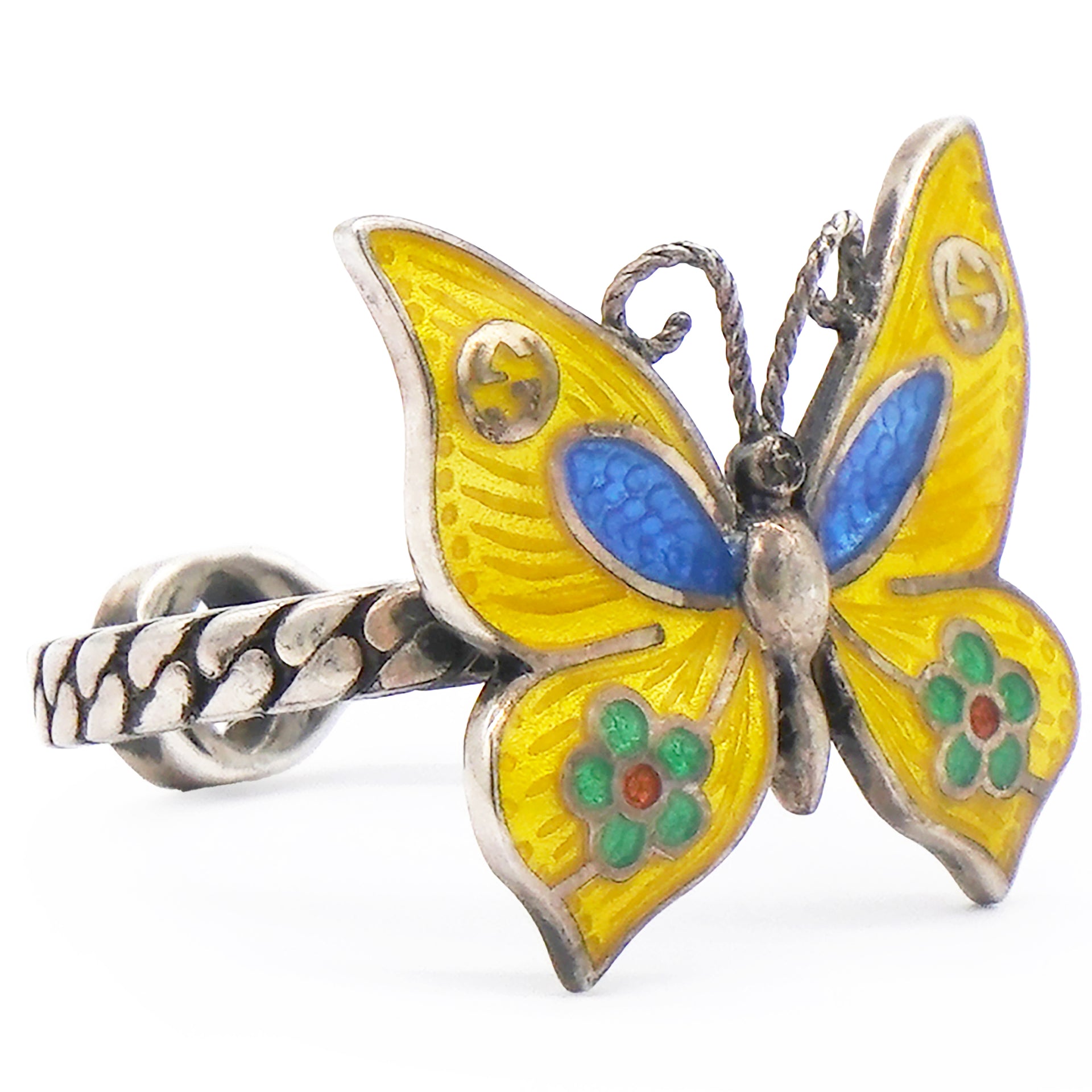 Gucci Enamel Butterfly Cocktail Ring Size53/S