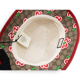 Gucci GG Supreme Monogram Apple Textured Dollar Calfskin Retro Interlocking G Fedora Pomme Bucket Hat Beige Ebony Red 
