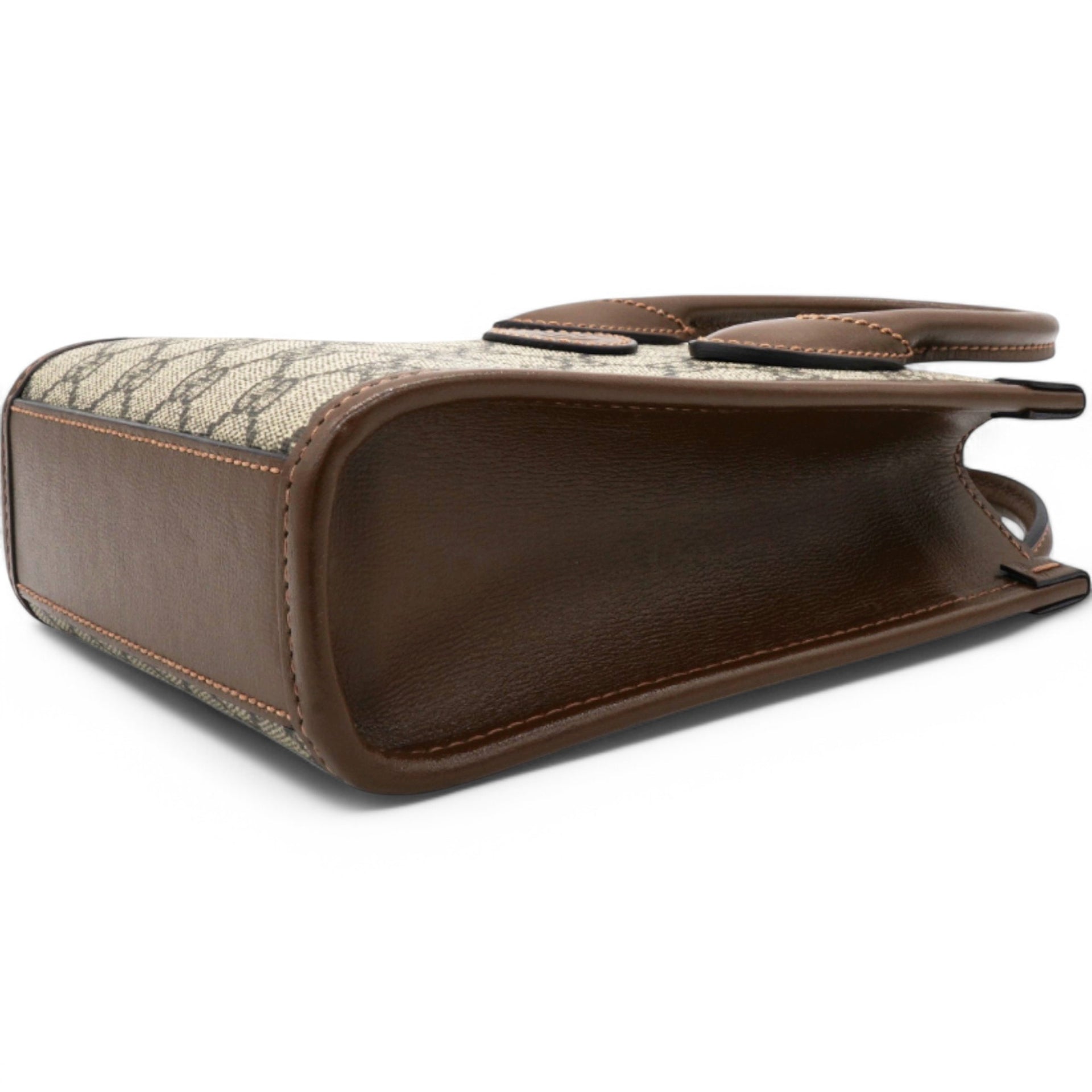 Gucci GG Supreme Monogram Azalea Mini Retro Interlocking G Tote Bag Beige Ebony Brown Sugar 