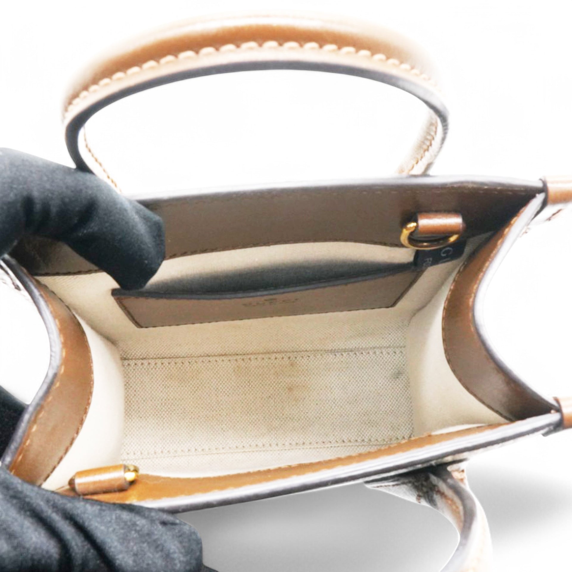 Gucci GG Supreme Monogram Azalea Mini Retro Interlocking G Tote Bag Beige Ebony Brown Sugar 