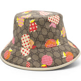 Gucci GG Supreme Monogram Les Pommes Bob Apple Bucket Hat Beige Ebony Size 58/L 