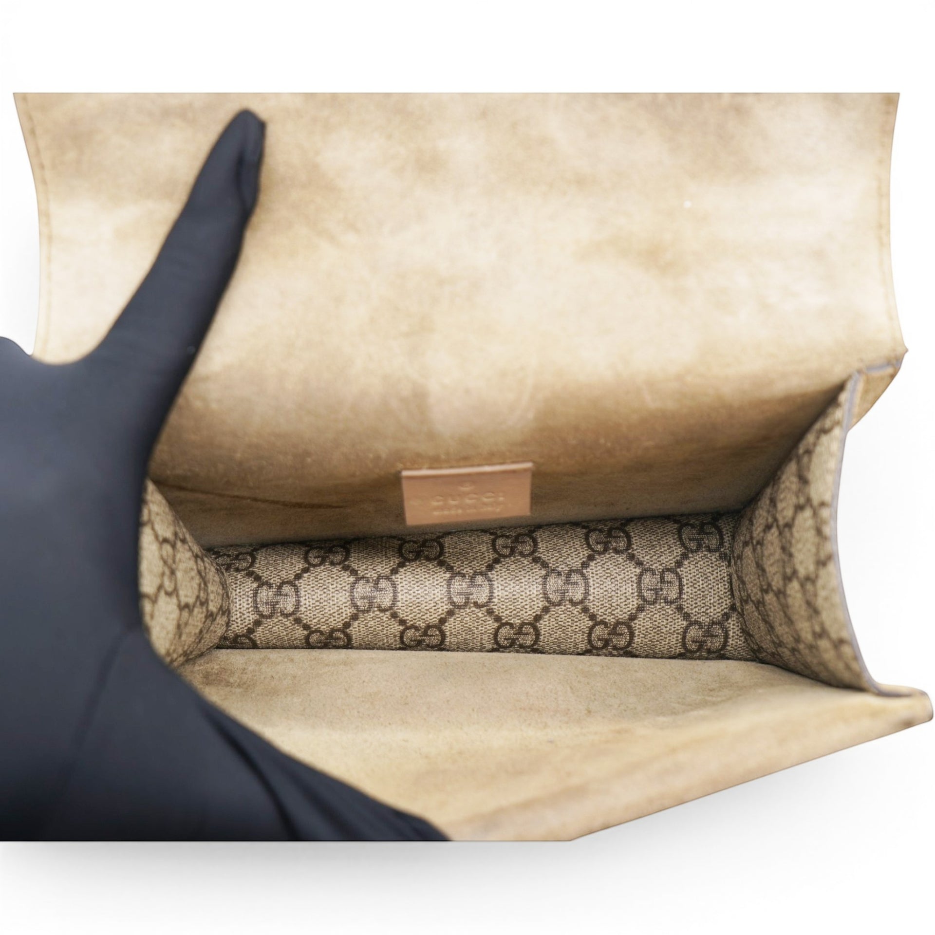 Gucci GG Supreme Monogram Mini Dionysus Shoulder Bag Taupe 