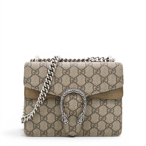 Gucci GG Supreme Monogram Mini Dionysus Shoulder Bag Taupe 