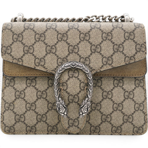 Gucci GG Supreme Monogram Mini Dionysus Shoulder Bag Taupe 