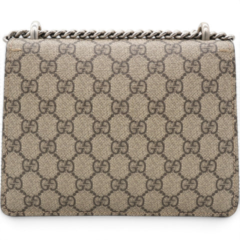 Gucci GG Supreme Monogram Suede Crystal Small Dionysus Shoulder Bag Beige Ebony Bright Purple 