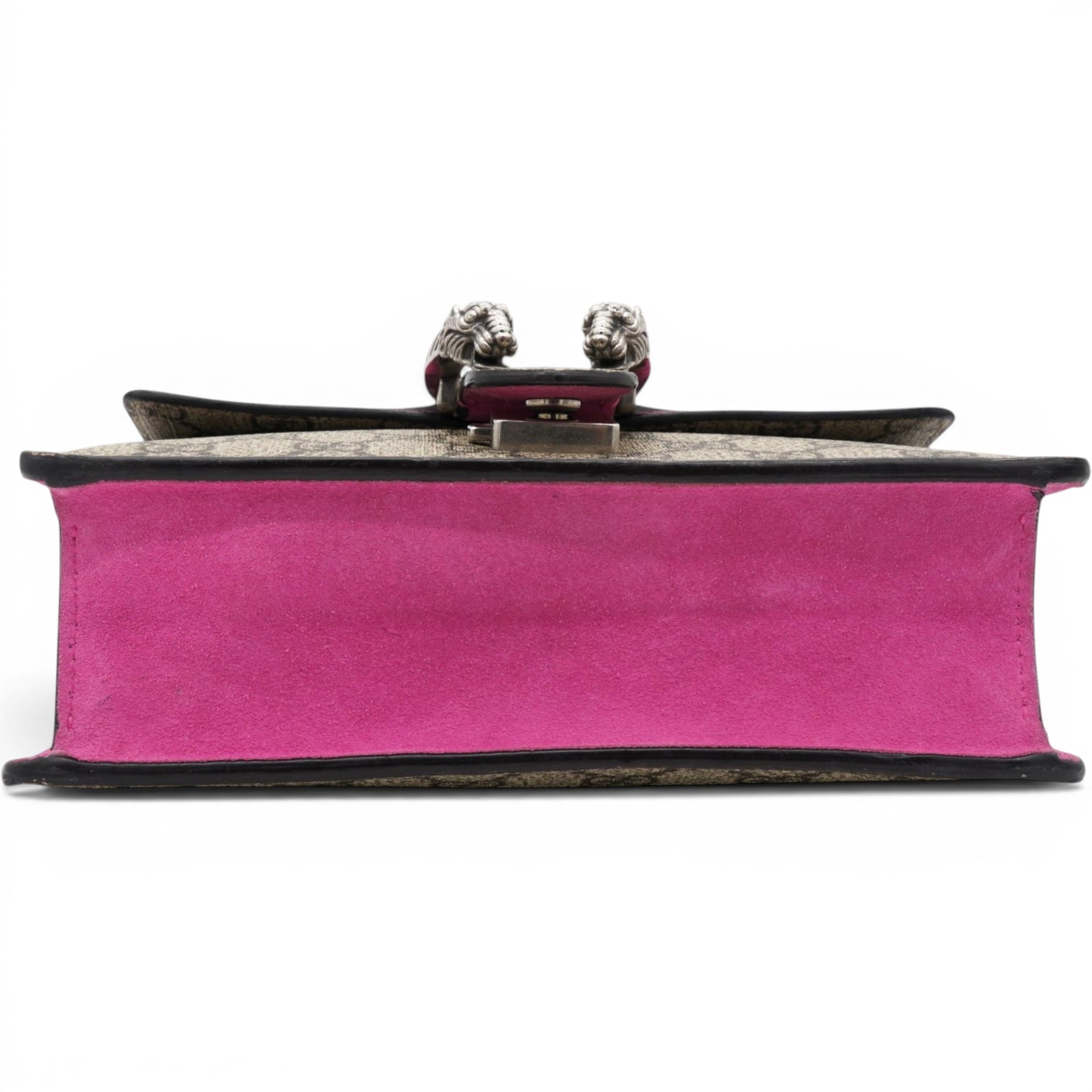 Gucci GG Supreme Monogram Suede Crystal Small Dionysus Shoulder Bag Beige Ebony Bright Purple 
