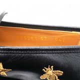 Gucci Goatskin Bee Star Embroidered Womens Jordaan Loafers Black Size37 