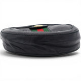 Gucci Grained Leather Web Ophidia Round Shoulder Bag Black 