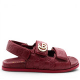 Gucci Guccissima GG Embossed Womens Sandals Rosso Ancora Size38 