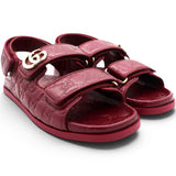 Gucci Guccissima GG Embossed Womens Sandals Rosso Ancora Size38 