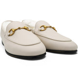 Gucci Lambskin Womens Brixton Horsebit Loafers Mystic White Size35 