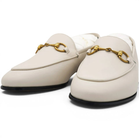 Gucci Lambskin Womens Brixton Horsebit Loafers Mystic White Size35 