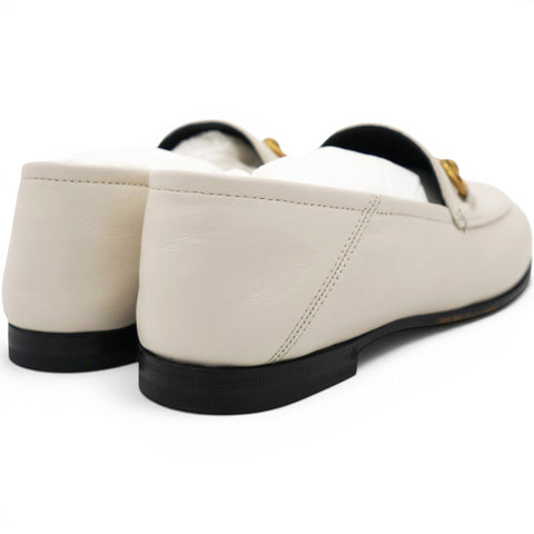 Gucci Lambskin Womens Brixton Horsebit Loafers Mystic White Size35 