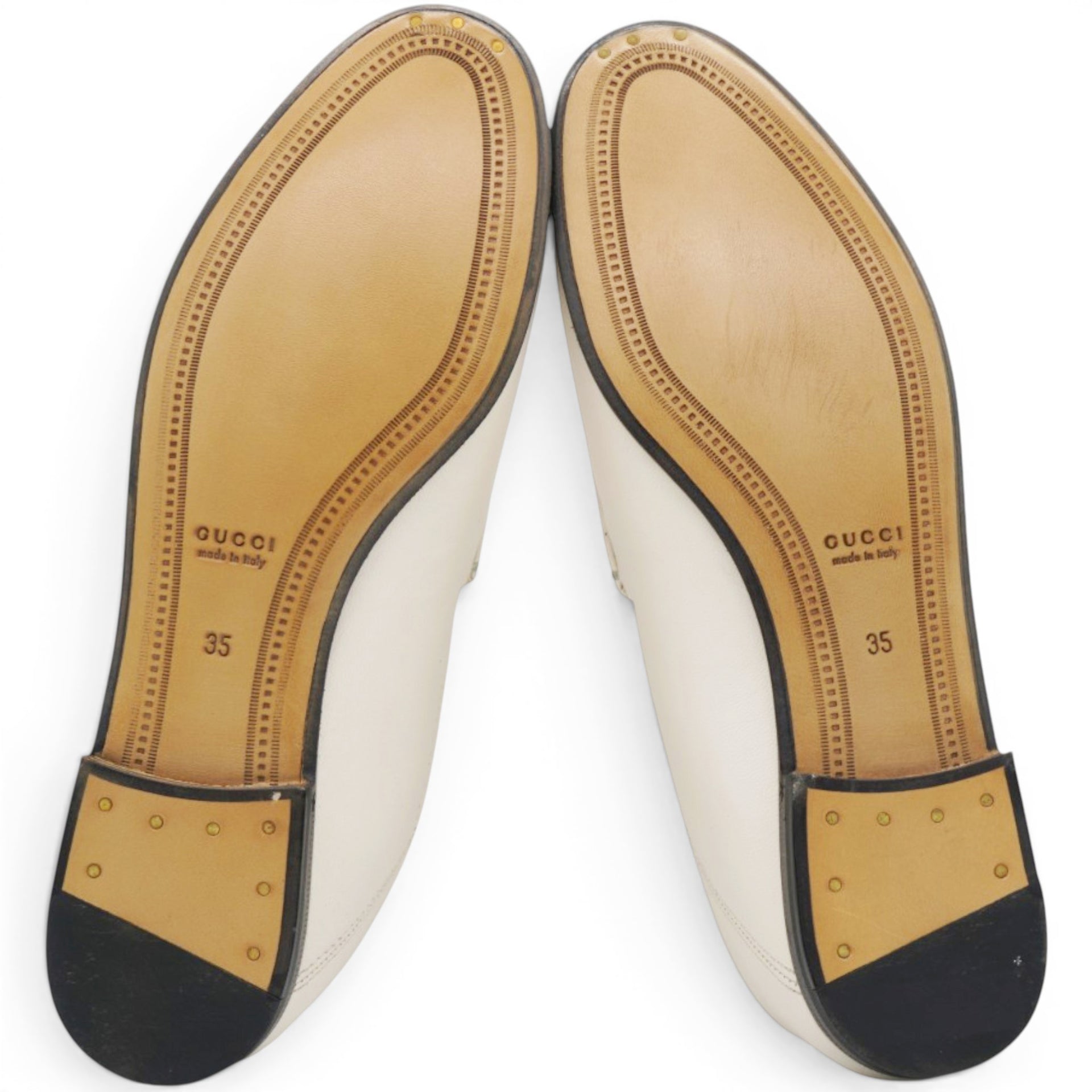 Gucci Lambskin Womens Brixton Horsebit Loafers Mystic White Size35 