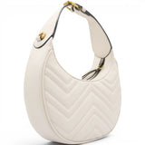 Gucci Matelasse Chevron GG Marmont Half Moon Hobo Mystic White 