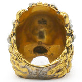 Gucci Metal Pearl Crystal Lion Head Ring Aged Gold Size16/56