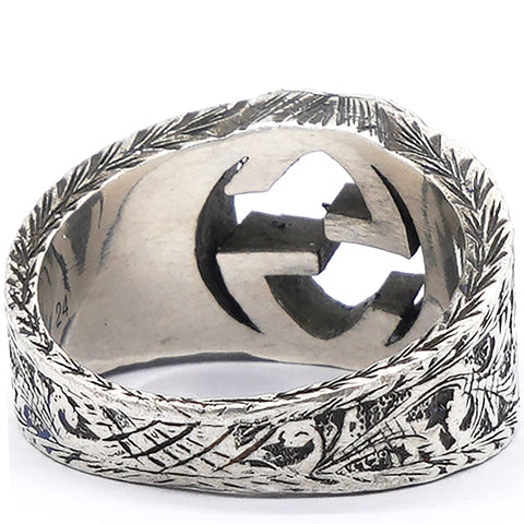Gucci Sterling Silver Interlocking GG Signet Ring Size64 