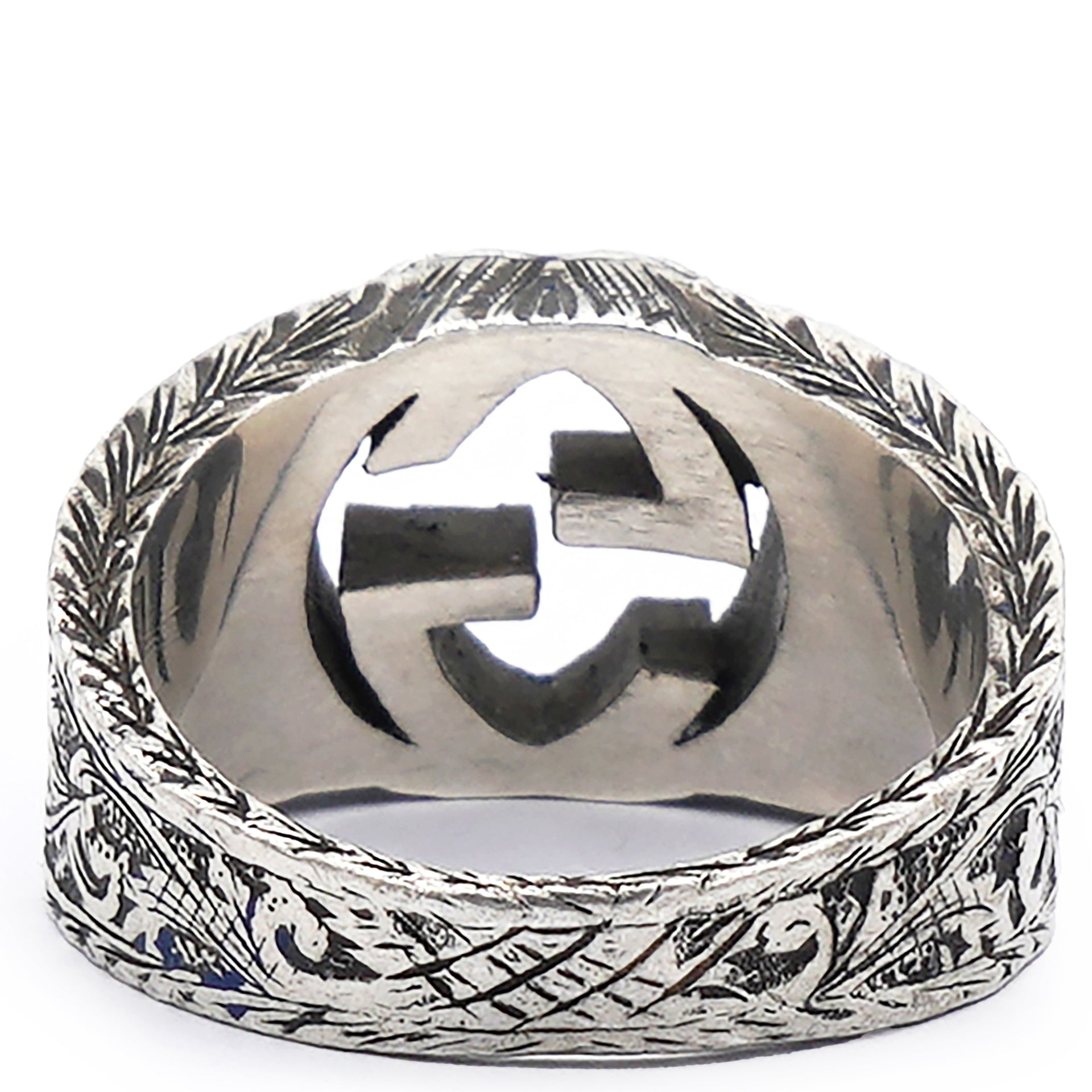 Gucci Sterling Silver Interlocking GG Signet Ring Size64 