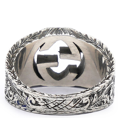 Gucci Sterling Silver Interlocking GG Signet Ring Size64 