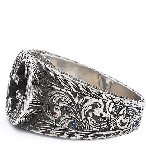 Gucci Sterling Silver Interlocking GG Signet Ring Size64 