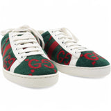 Gucci Terry Cloth GG Monogram Web Womens Ace Sneakers Green Red Size35 