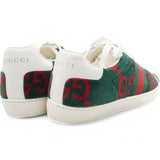 Gucci Terry Cloth GG Monogram Web Womens Ace Sneakers Green Red Size35 