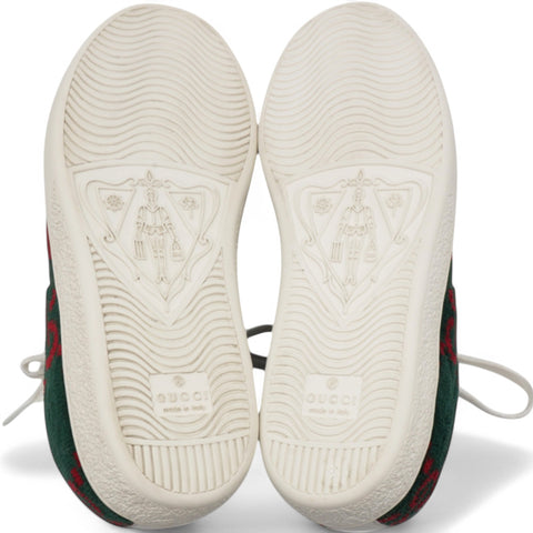 Gucci Terry Cloth GG Monogram Web Womens Ace Sneakers Green Red Size35 