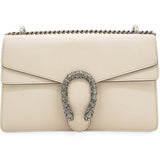 Gucci Textured Calfskin Crystal Small Dionysus Shoulder Bag Mystic White 