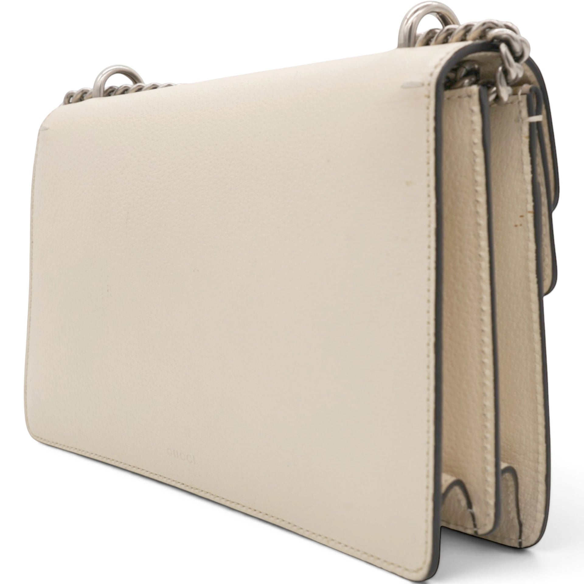 Gucci Textured Calfskin Crystal Small Dionysus Shoulder Bag Mystic White 