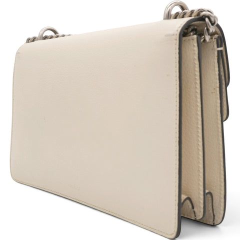 Gucci Textured Calfskin Crystal Small Dionysus Shoulder Bag Mystic White 