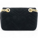 Gucci Velvet Matelasse Mini GG Marmont Shoulder Bag Black 