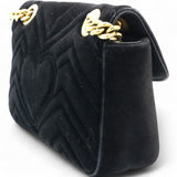 Gucci Velvet Matelasse Mini GG Marmont Shoulder Bag Black 