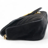 Gucci Velvet Matelasse Small GG Marmont Shoulder Bag Black 