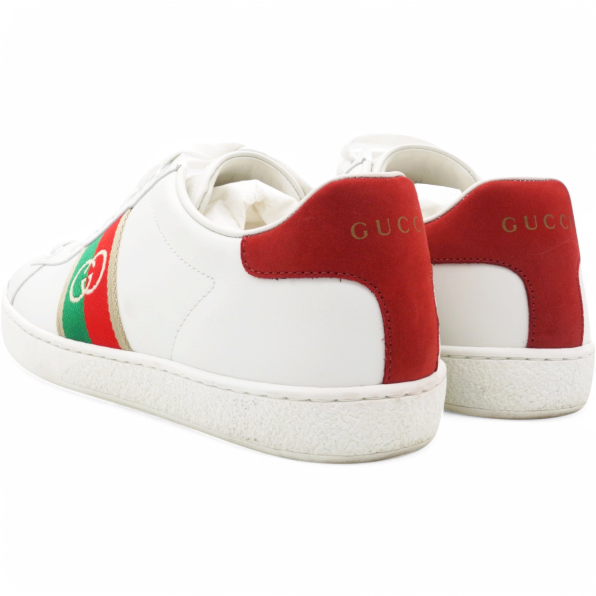  Gucci Web Interlocking G Womens Ace Sneakers White Size36 