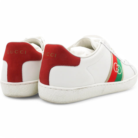 Gucci Web Interlocking G Womens Ace Sneakers White Size36 