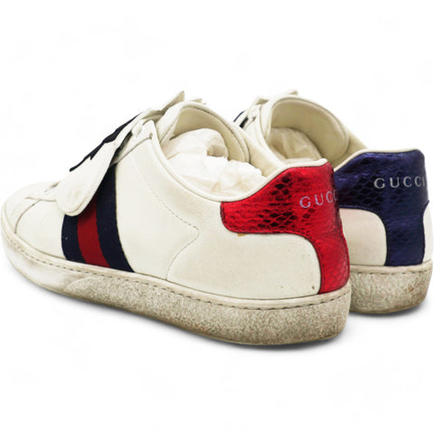 Gucci White Leather Embellished Pineapple Strap Ace Sneakers Size White Leather Embellished Pineapple Strap Ace Sneakers Size 34.5 