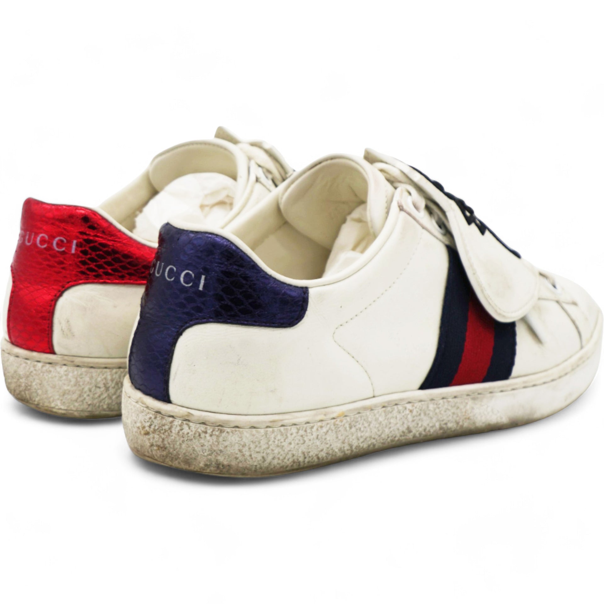 Gucci White Leather Embellished Pineapple Strap Ace Sneakers Size White Leather Embellished Pineapple Strap Ace Sneakers Size 34.5 