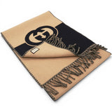 Gucci Wool Cashmere Interlocking G Scarf Ivory Beige 