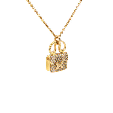  HERMES Amulet Constance Diamond 18K Rose Gold Necklace 
