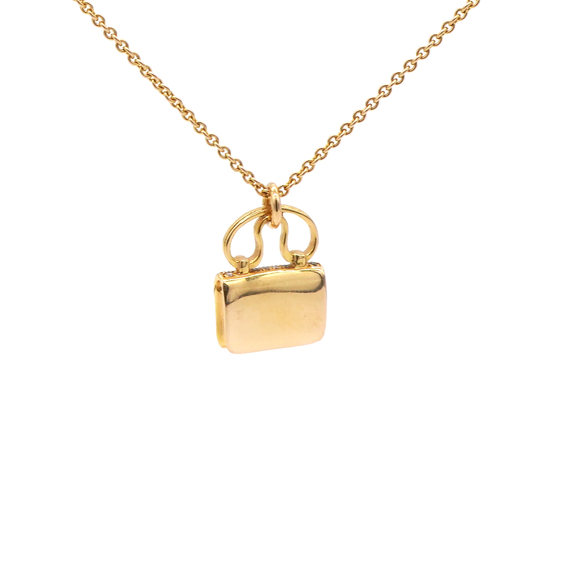  HERMES Amulet Constance Diamond 18K Rose Gold Necklace 