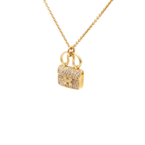  HERMES Amulet Constance Diamond 18K Rose Gold Necklace 