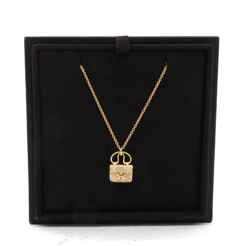  HERMES Amulet Constance Diamond 18K Rose Gold Necklace 