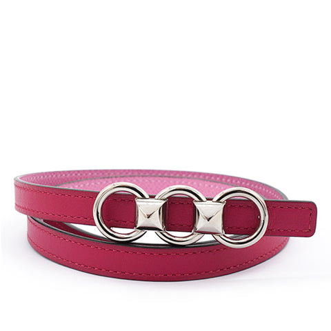 HERMES Chaine Medor Belt Buckle & Reversible Leather Strap 13 Mm Pink 70 