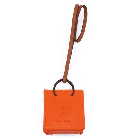 HERMES Debossed Logo Bag Charm Orange