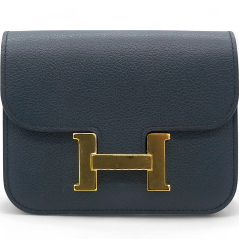 HERMES Evercolor Constance Slim Wallet Dark Green 