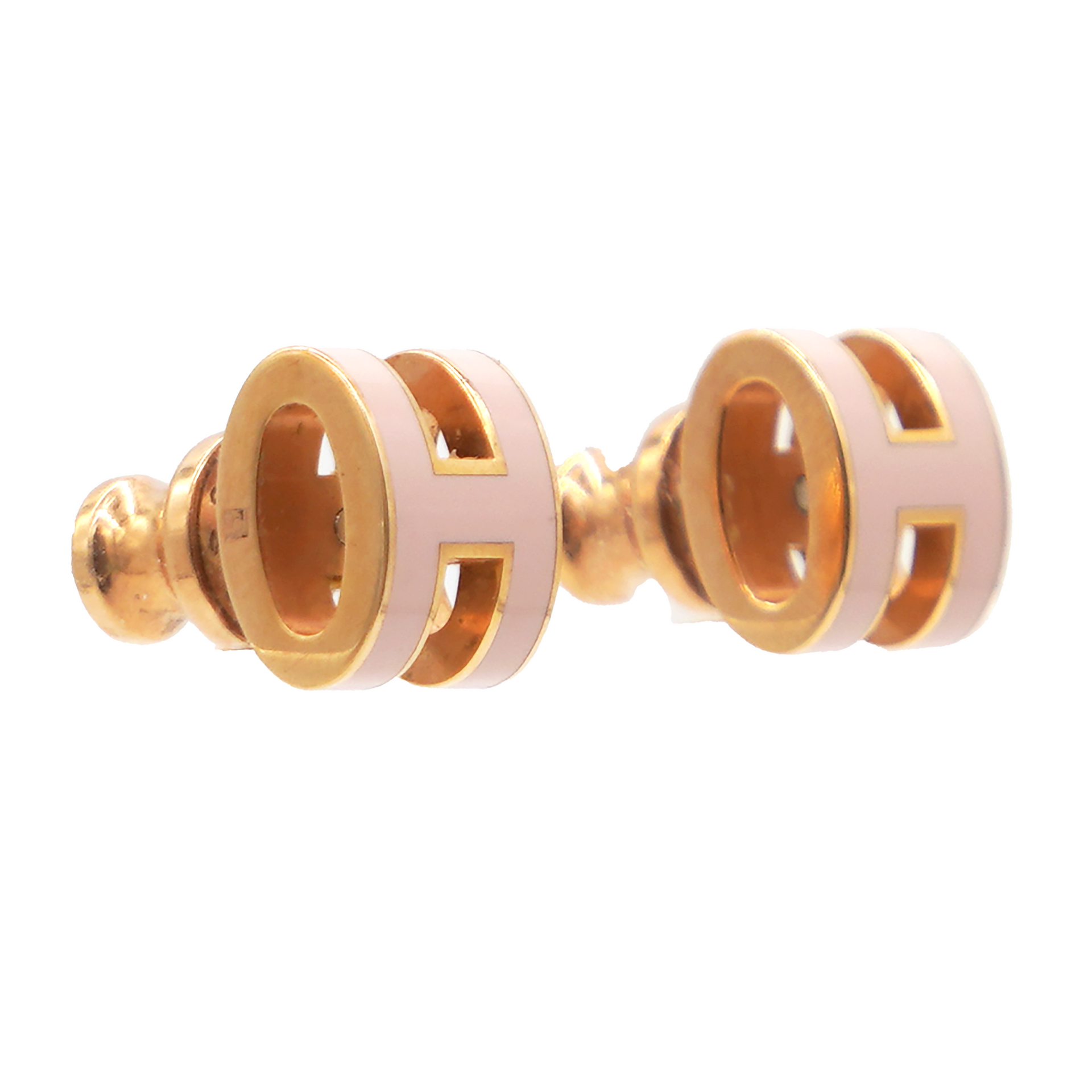 HERMES Lacquered Pop H Mini Earrings Pink 