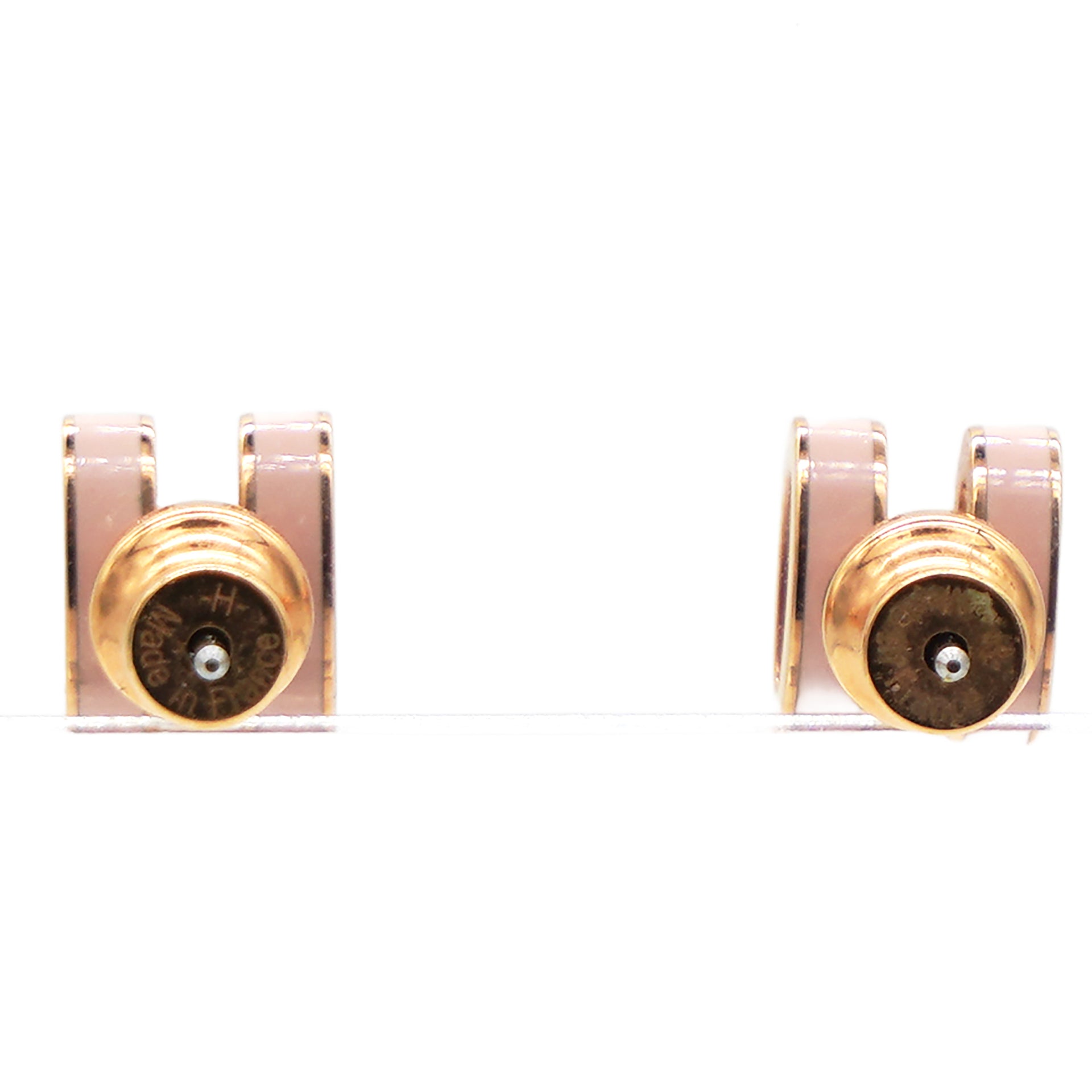 HERMES Lacquered Pop H Mini Earrings Pink 